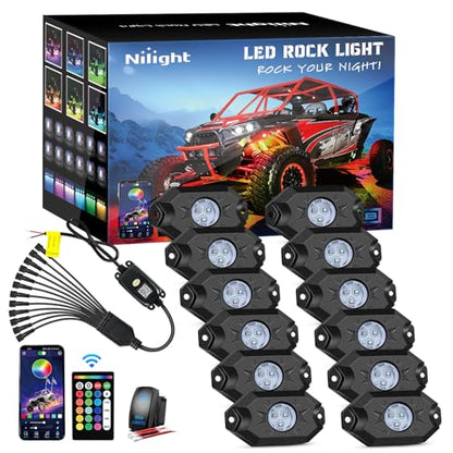 RGB LED Rock Lights Kit 12 Pods Underglow Multicolor Neon Pod