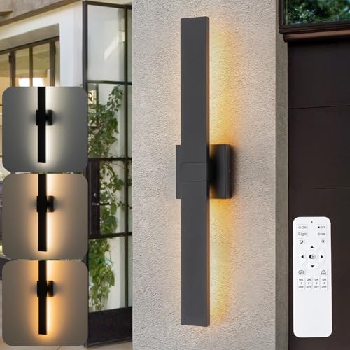 Modern Outdoor Wall Light 3CCT Dimmable LED Outdoor Sconce Lights with Remote Control
