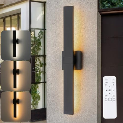 Modern Outdoor Wall Light 3CCT Dimmable LED Outdoor Sconce Lights with Remote Control