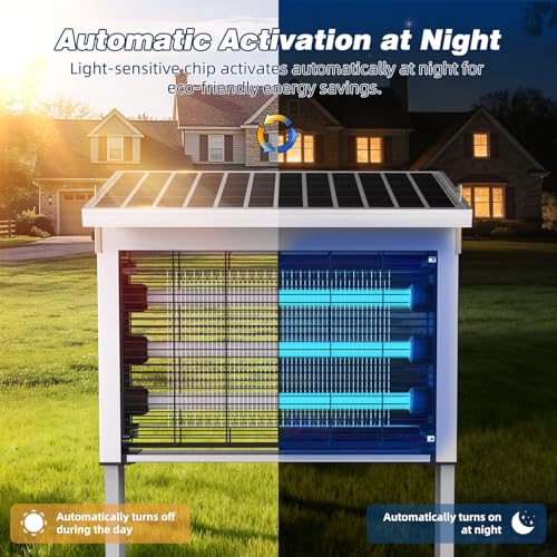 Powerful Big Solar Bug Zapper Outdoor for 10000 sq.ft with 30W Solar Panel