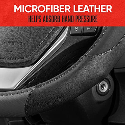 GripDrive Gray Carbon Fiber Steering Wheel Cover