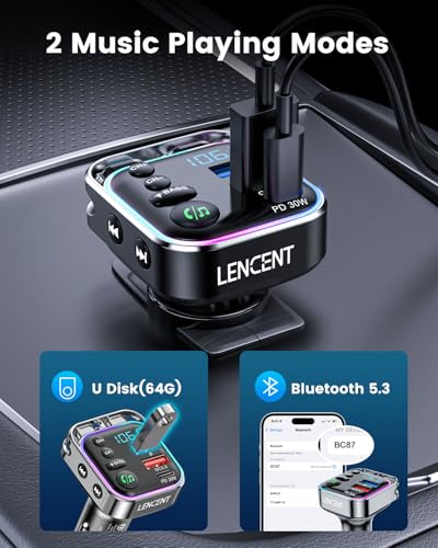 Bluetooth 5.3 FM Transmitter Car Adapter 48W
