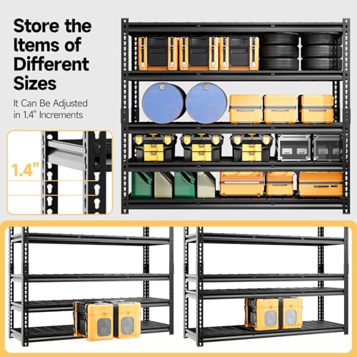 5 Tier 60" W X 20" D X 72" H Storage Shelves 3000LBS Metal Garage Shelving Adjustable Storage Shelf Metal Racks with Shelves Heavy Duty Shelving Units and Storage Utility Shelf (5 Count)