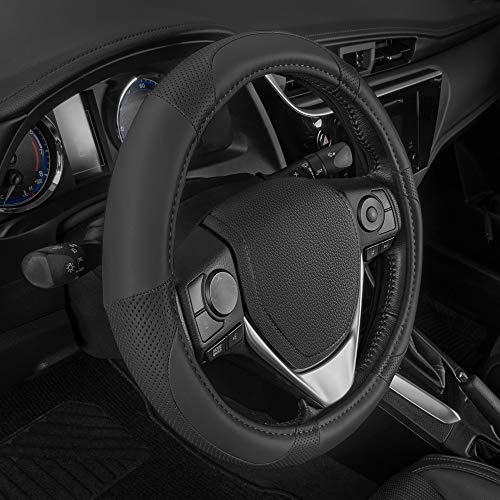 Perforated Microfiber Leather Steering Wheel Cover for Cars Trucks SUVs Vans