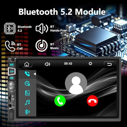 Double Din Car Stereo Compatible with Wireless Carplay&Android Auto&Mirror Link