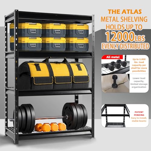 The Atlas 48" W Heavy Duty Garage Shelving Unit Load 12000 Lbs