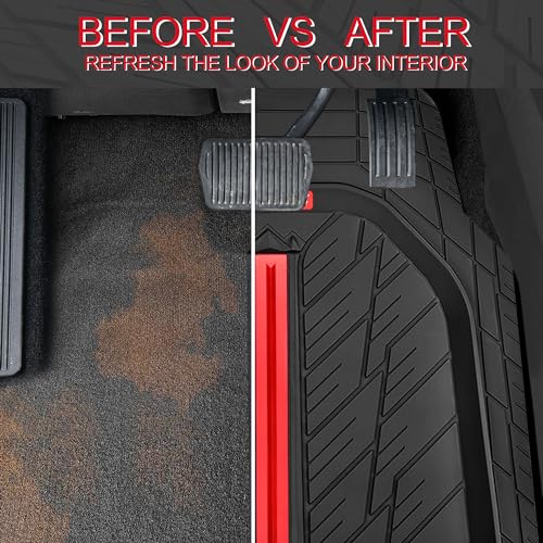 Tire Tread DeepDish Rubber Floor Mats for car Heavy Duty car mats All Weather (3 Count)