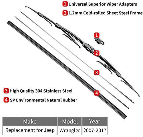 Replacement for Jeep Wrangler Windshield Wiper Blades