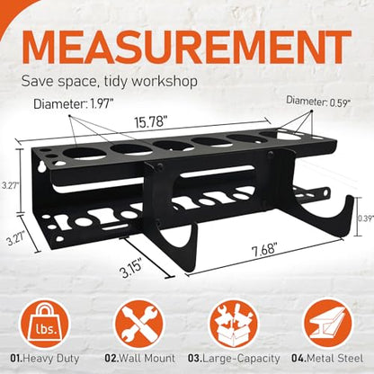 Wall Mount Caulking Gun Rack Holds 6 Caulk Tubes & Nozzles
