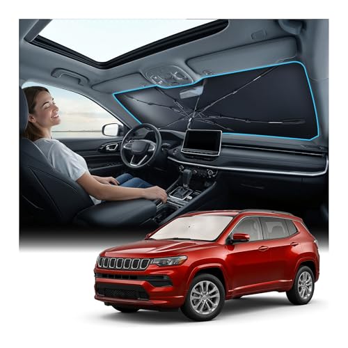 Vinyl Coating Heat Shield] Windshield Sun Shade Umbrella Custom for Jeep Compass 2017