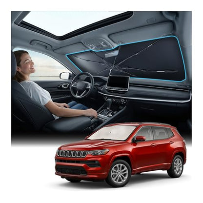 Vinyl Coating Heat Shield] Windshield Sun Shade Umbrella Custom for Jeep Compass 2017