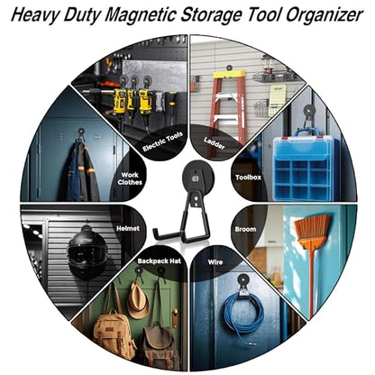 6 Pack Heavy Duty Storage Magnetic Utility Hooks Large Garage Strong Extra Magnet Hooks Hanger with Anti (6 Count)