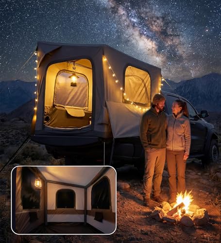 Inflatable Truck Bed Tent with Detachable Zippered Awning