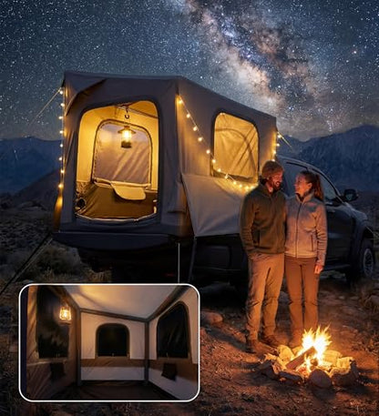 Inflatable Truck Bed Tent with Detachable Zippered Awning