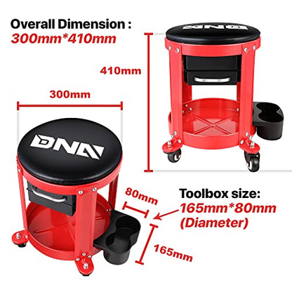 TOOLS 00197 Round Mechanics Roller Seat Creeper Stool With Padded Cushion