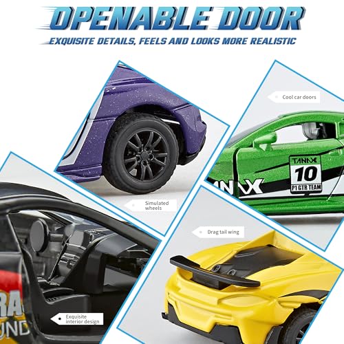 Die Cast Metal Toy Cars Open Doors Pull Back Cars 4 Pack (4 Count)