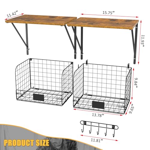 2 Pack Garage Shelves Wall Mounted with Wire Storage baskets (2 Count)