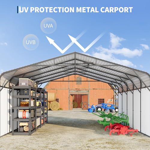 20x25FT Metal Carport Heavy Duty Galvanized Steel Canopy