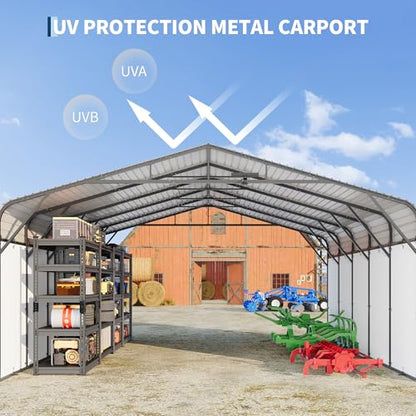 20x25FT Metal Carport Heavy Duty Galvanized Steel Canopy
