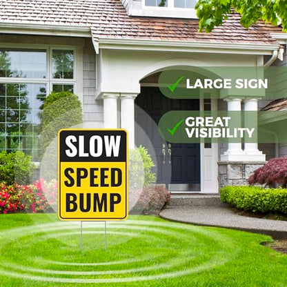 2PC Speed Bump Sign with Stakes (2 Count)