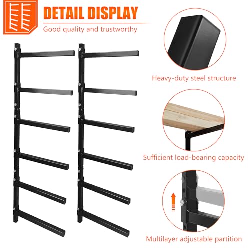 6 Level Foldable Lumber Storage Rack Collapsible Wall Mount
