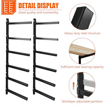 6 Level Foldable Lumber Storage Rack Collapsible Wall Mount