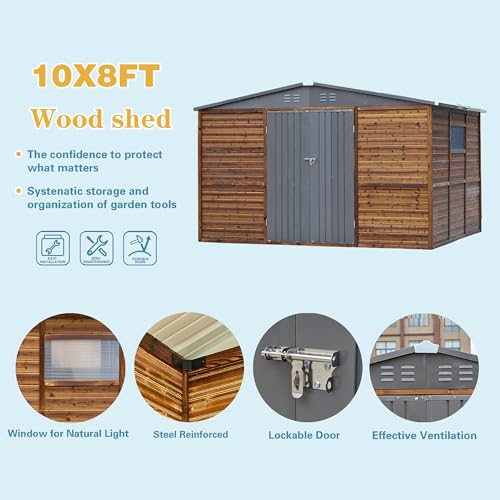 8x10 FT Outdoor Storage Shed with Windows