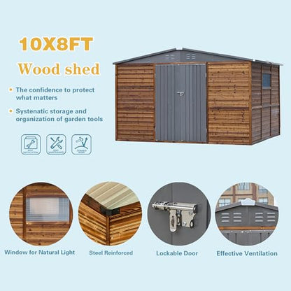 8x10 FT Outdoor Storage Shed with Windows
