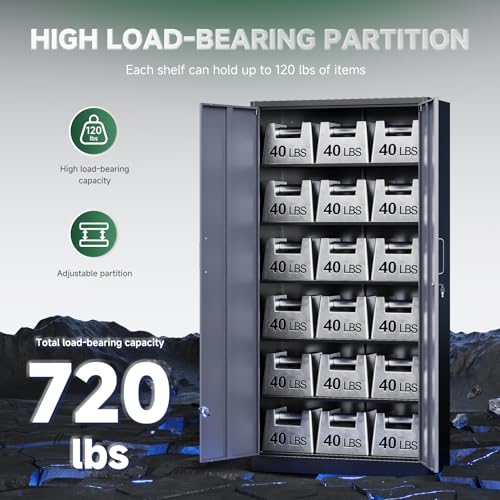 Metal Storage Cabinet with Lock Door and 5 Shelves
