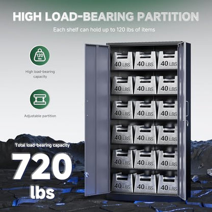 Metal Storage Cabinet with Lock Door and 5 Shelves