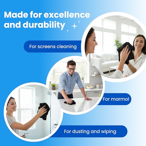 Microfiber Cleaning Cloth Black 12 Pack Premium Microfiber Towels for Cars (12 Count)