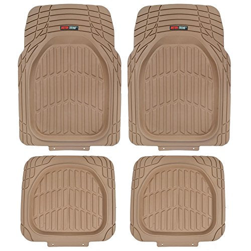Beige Heavy Duty Front & Rear Rubber Floor Mats Universal Liners for Car SUV Van & Truck