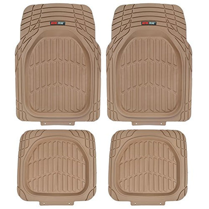 Beige Heavy Duty Front & Rear Rubber Floor Mats Universal Liners for Car SUV Van & Truck