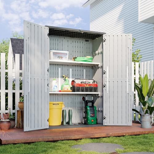 64 Cu.Ft Resin Outdoor Storage Shed with 2 Shelves & Floor