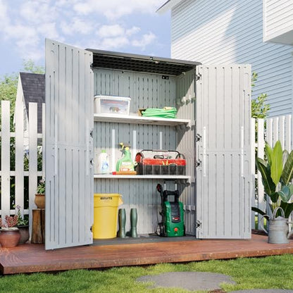 64 Cu.Ft Resin Outdoor Storage Shed with 2 Shelves & Floor