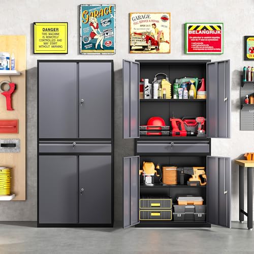 Metal Storage Cabinet with Doors and Shelves