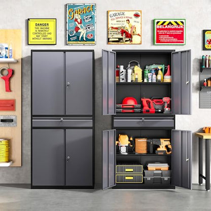 Metal Storage Cabinet with Doors and Shelves