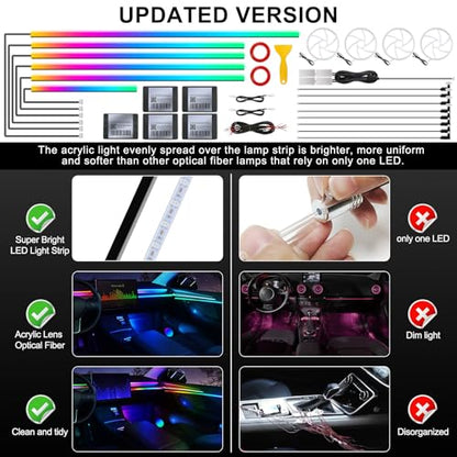 Dreamcolor Acrylic Interior Car LED Strip Light with Wireless APP