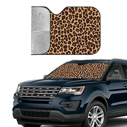 Leopard Car Windshield Sunshade Front Window Sun Visor Protector Foldable Shield Cover for Truck SUV