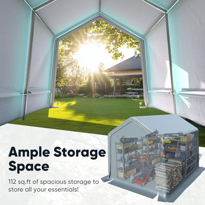 8x10FT Carport Shelter Storage Shed with Roll