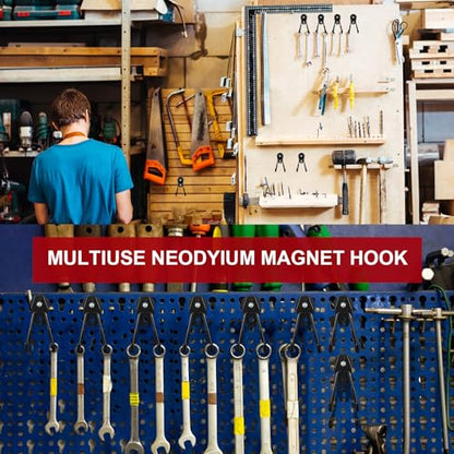 22 Pcs Large Magnetic Hooks Heavy Duty Garage Magnet Hooks Strong Storage Utility Magnetic Hangers with Anti Slip Rubber Coating for Indoor and Outdoor Hanging (22 Count)