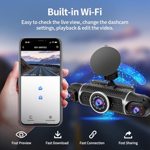 360° Dash Cam Front and Rear View 4 Channel Dash Camera FHD 2K+1080Px3 for Car