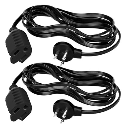 Flat Plug Extension Cord 10 Ft 2 Pack with Slim Space