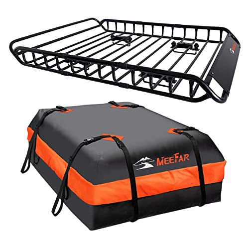 Roof Rack Rooftop Cargo Carrier Basket 51"*36"*5"+Waterproof Bag 15 Cu.Ft
