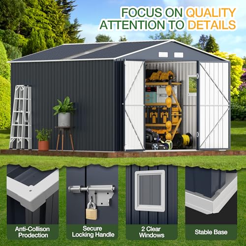 Steel Storage Shed with Floor Frame 10 x 12 ft