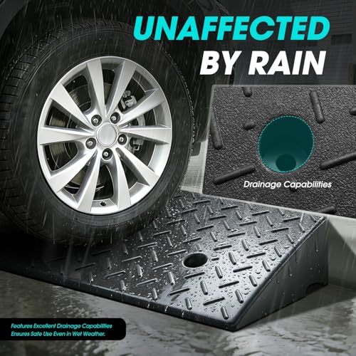 2pcs 5.2" Rise Rubber Curb Ramp Heavy Duty Loading Driveway Ramp Threshold Ramp 19.1" W x 13.5" D x 5.2" H for Loading Dock (2 Count)