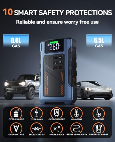 Car Battery Charger Jump Starter with Air Compressor