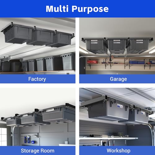 6 Pack Overhead Storage Bin Rack Heavy Duty Rack Ceiling Garage Storage (6 Count)