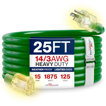 25ft Outdoor Indoor Extension Cord 14