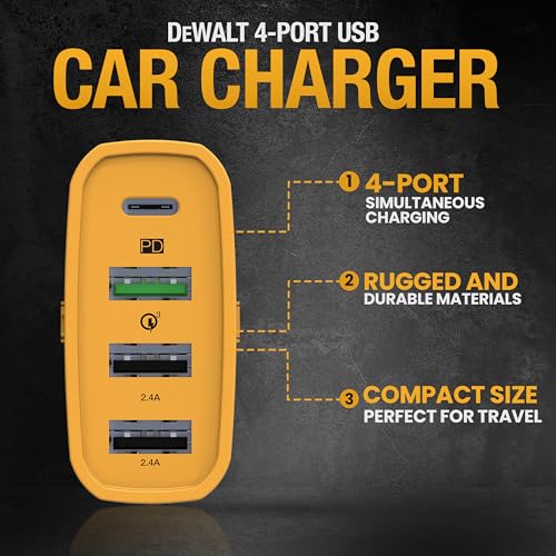 Heavy Duty 4 Port USB C Car Charger Multiport